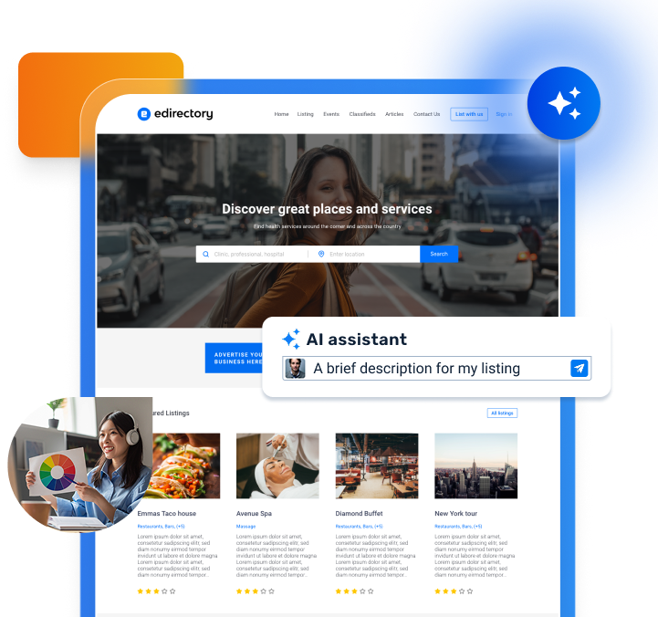 AI directory widget mockup