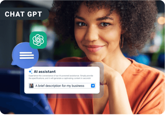 Woman using a laptop with ChatGPT integrated into eDirectory.