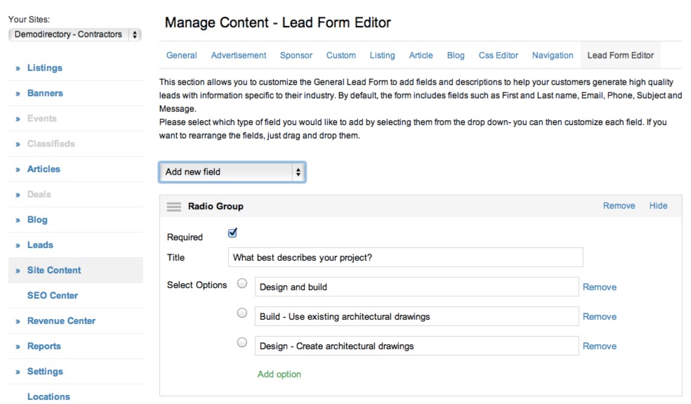 LeadformEditorScreenShot eDirectory BlogeDirectory Blog