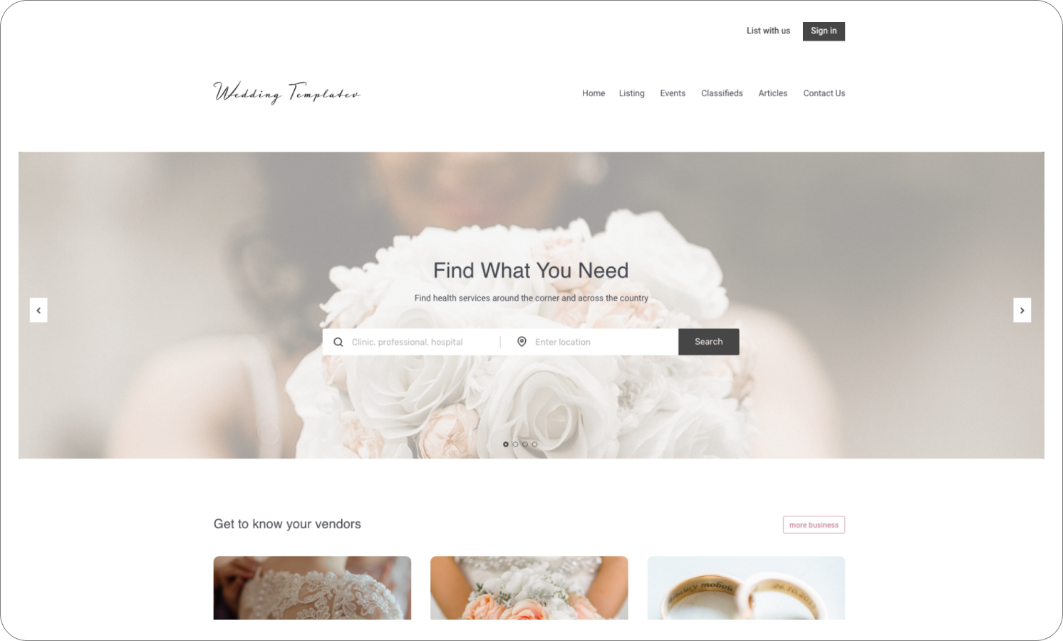 eDirectory Wedding business directory Theme