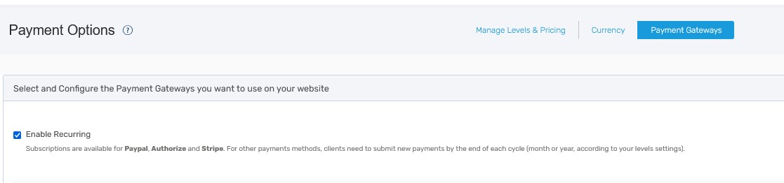 Create an Event Directory - Payment Gateways