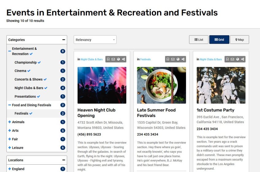 Create an Event Directory - Category events