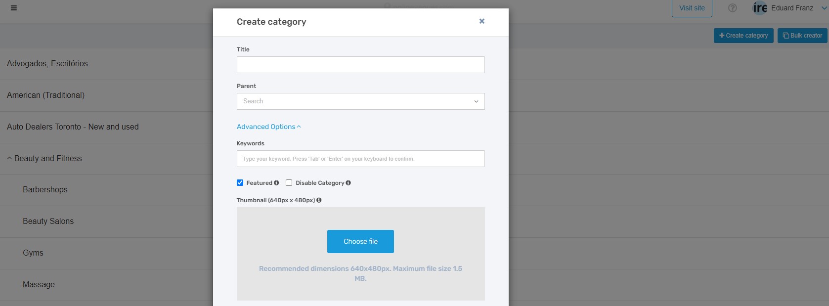 edirectory create category