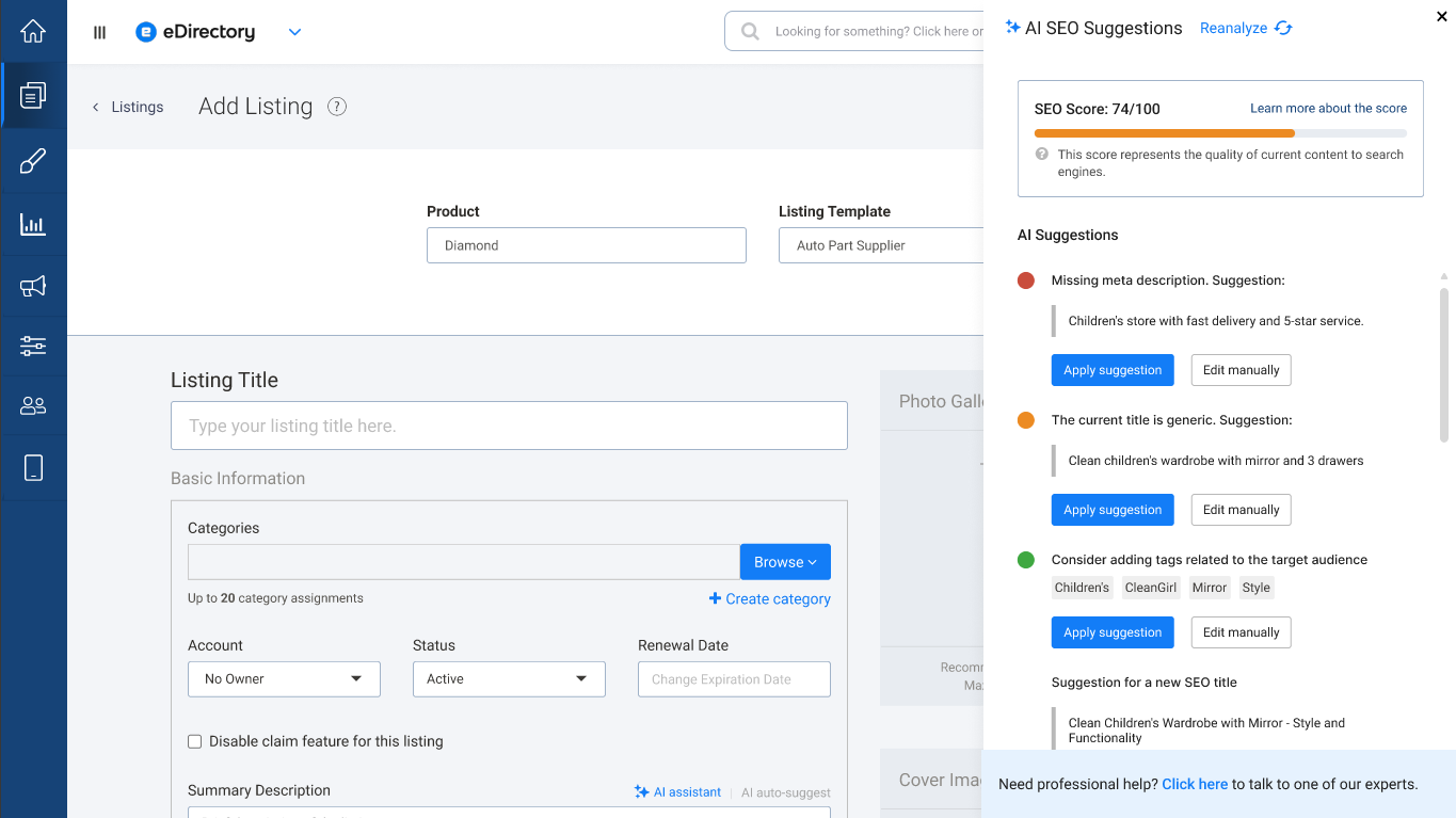 eDirectory AI SEO Assistant