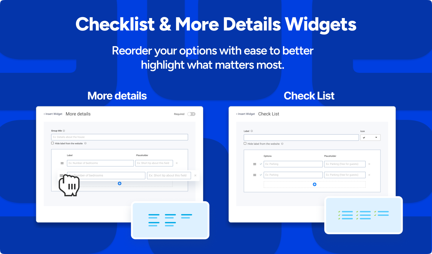 Checklist & More Details Widgets