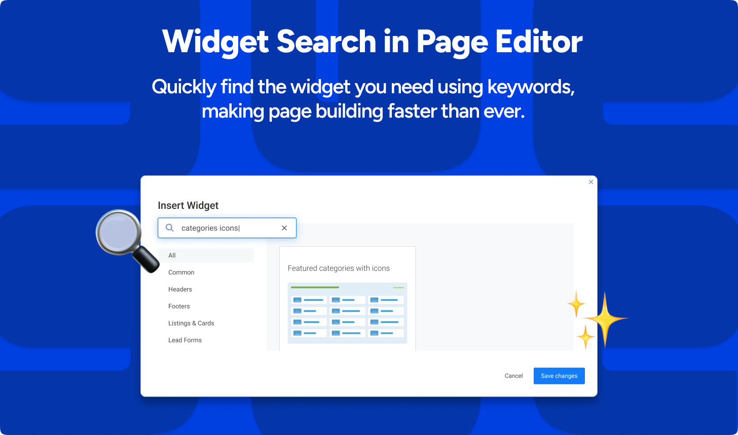 Widget Search in Page Editor